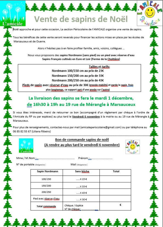 Vente de sapin de Noël – Votre soutien est essentiel !